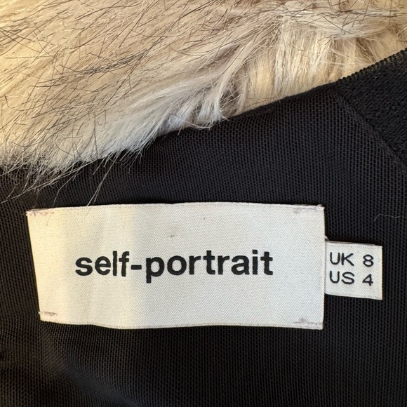 PRICE FIRM Self-Portrait Classic Black & Blue Fabric Dress Size 4 - Picture 2 of 8